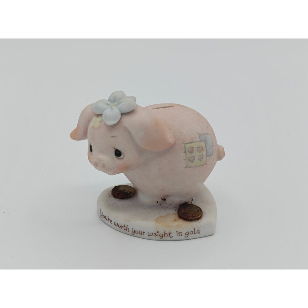 Precious Moments Youre Worth Your Weight In Gold Pig Figurine E9282 1982 Enesco